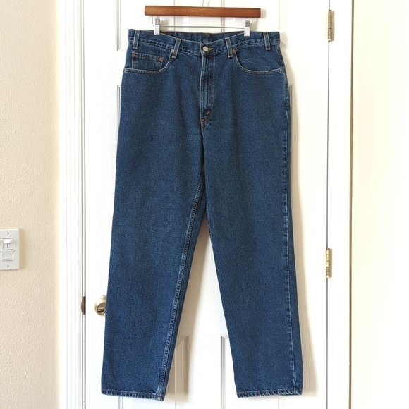 Levi's 90's Vintage 550 Dark Wash Relaxed Fit Tapered Leg Denim Jeans 38 x 32 - Picture 1 of 15